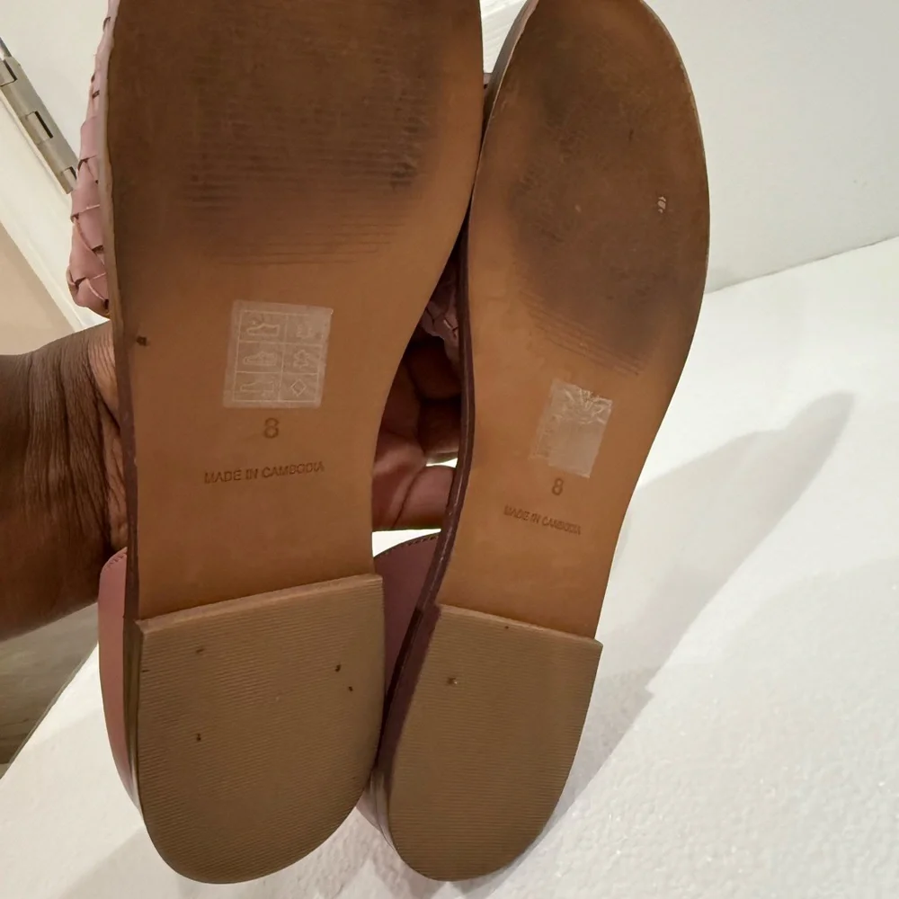 Madewell The Kinsley d'Orsay Flat Shoes in Woven Leather Women Size 8 Pink Nude - Picture 8 of 9